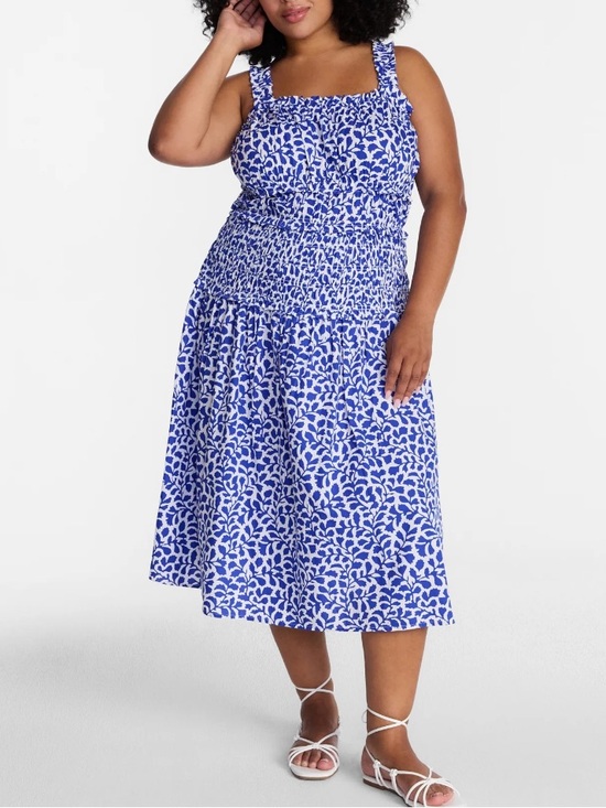 Time and Tru Dresses & Skirts - Time and Tru Blue and White Floral Smocked Sundress LIKE NEW plus size XXL 20